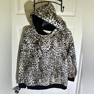 Elie Tahari Mob Wife High Glam Leopard Jewel Embellished Hoodie, Women’s S